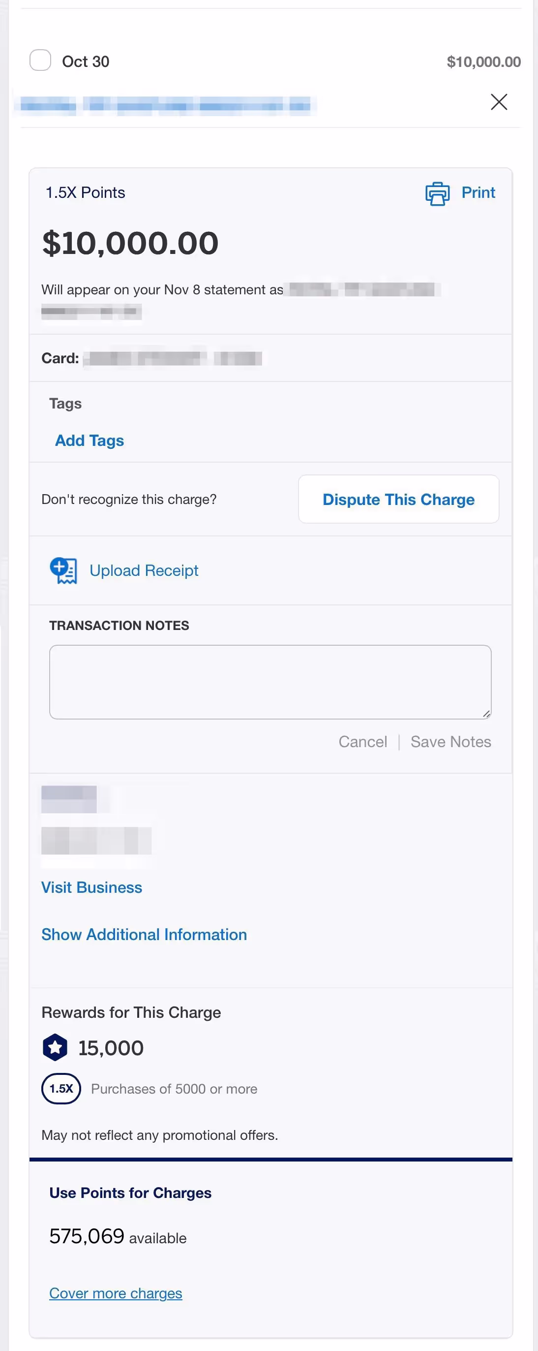 Charity Transaction Example Image